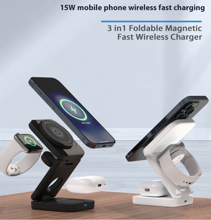 3 IN 1 Foldable Wireless Charger Fast Charging Station