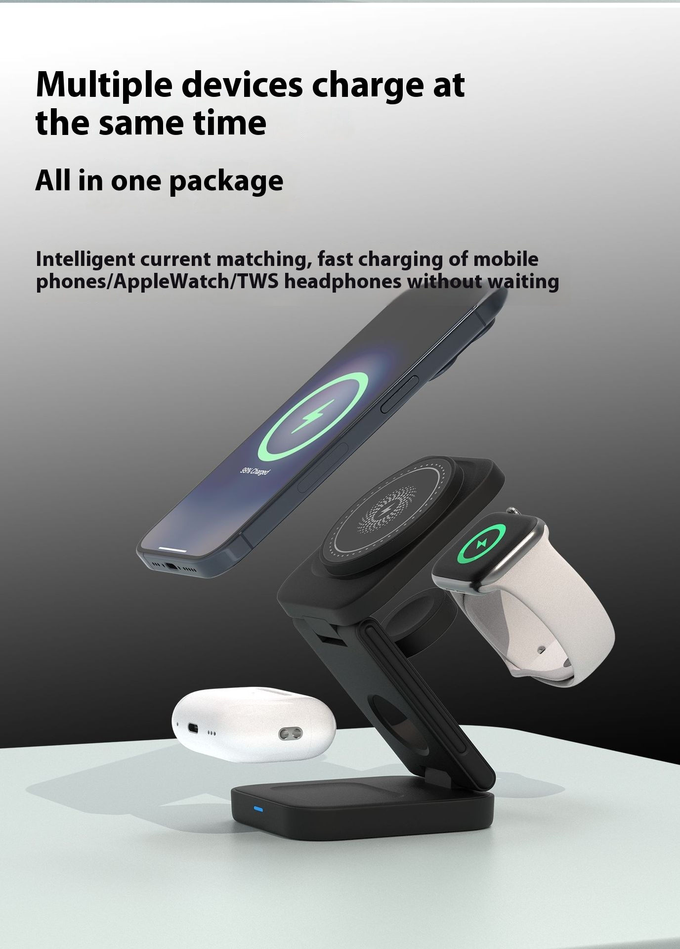 3 IN 1 Foldable Wireless Charger Fast Charging Station