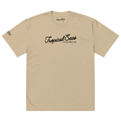  Oversized Tropical Seas Printed Faded T-shirt