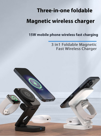 3 IN 1 Foldable Wireless Charger Fast Charging Station